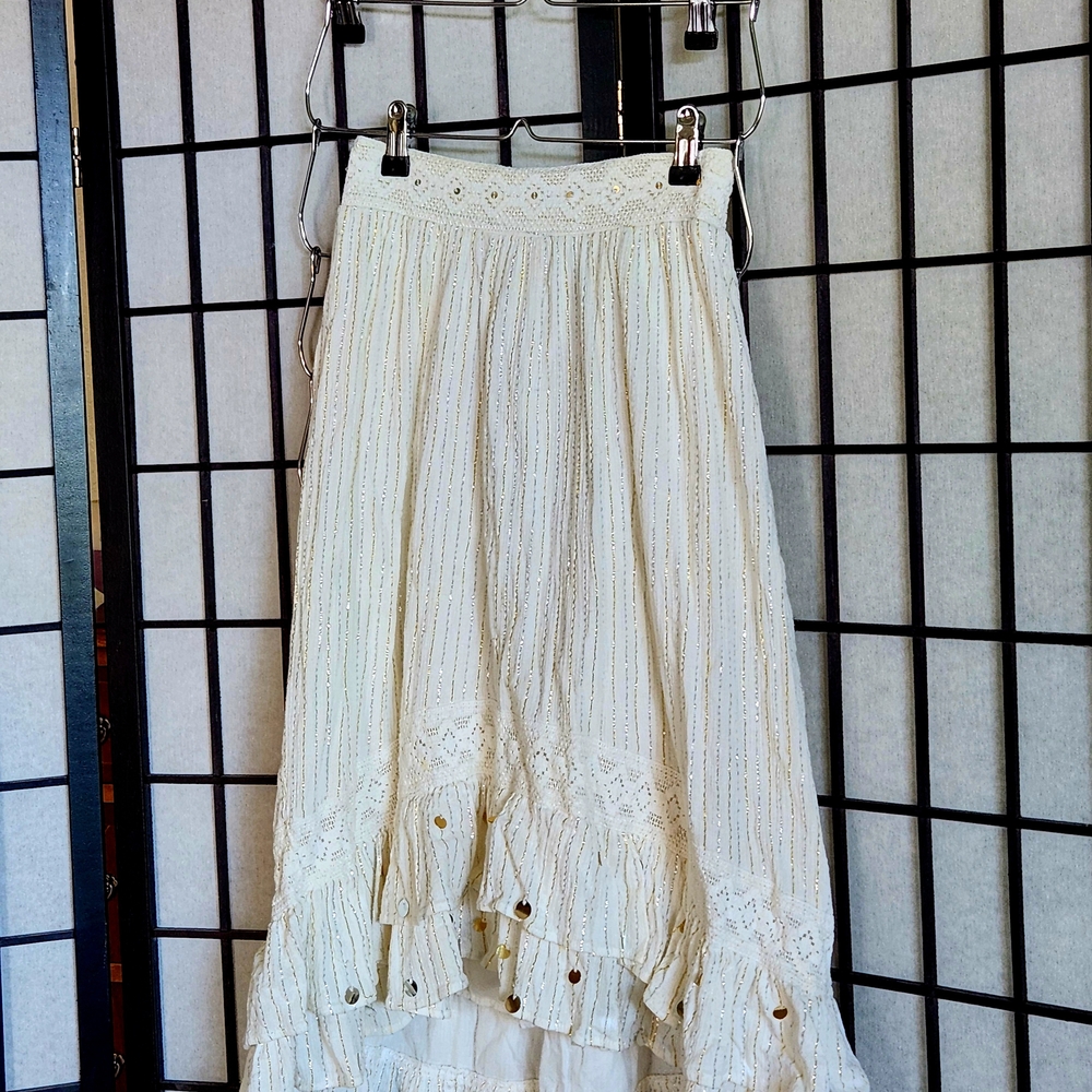 Justice Cream High Low Ruffled Girl's Skirt Lined - Picture 9 of 10